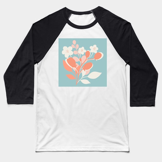 Modern floral bouquet print Baseball T-Shirt by NattyDesigns